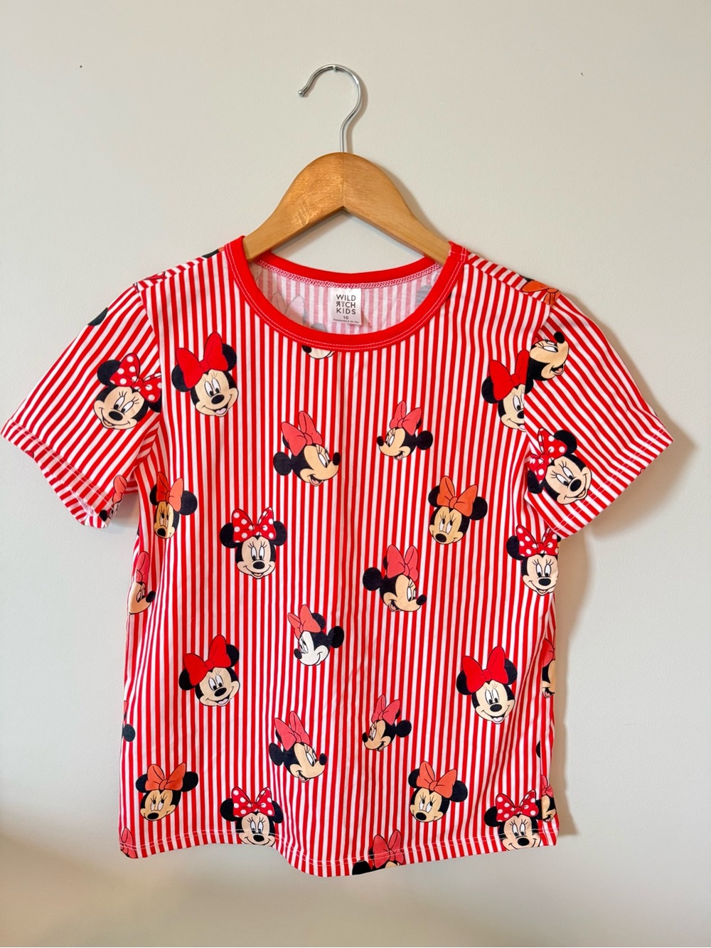 Wild Rich Kids Red Minnie Mouse Stripe T‑Shirt